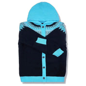 Damen Cardigan mit Kapuze – warmer Strickjacke mit Knöpfen und Taschen, lockerer Schnitt
