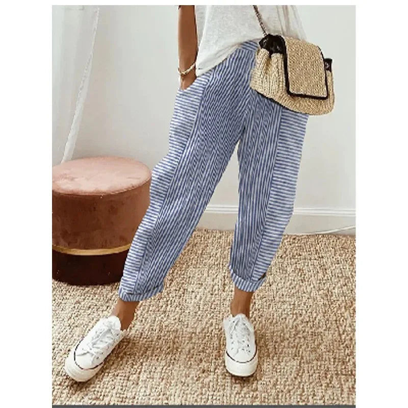 Damen Sommerhose mit elastischem Bund und Taschen