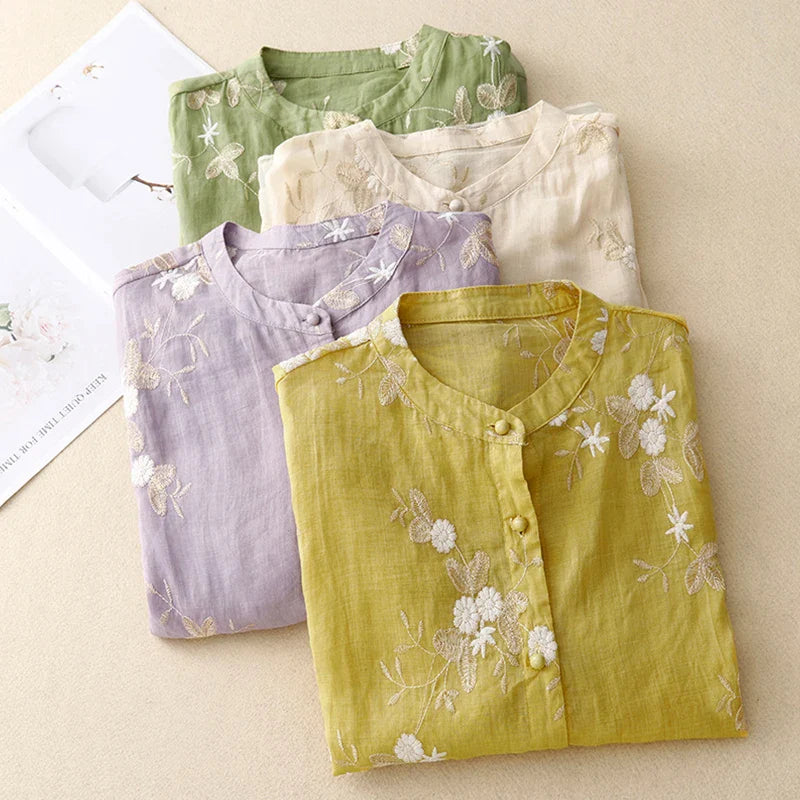 Damen Bluse mit Stickerei – leicht, luftig und elegant