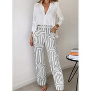 Elegantes Damen-Set: Bluse und weite Hose – leichtes Sommeroutfit