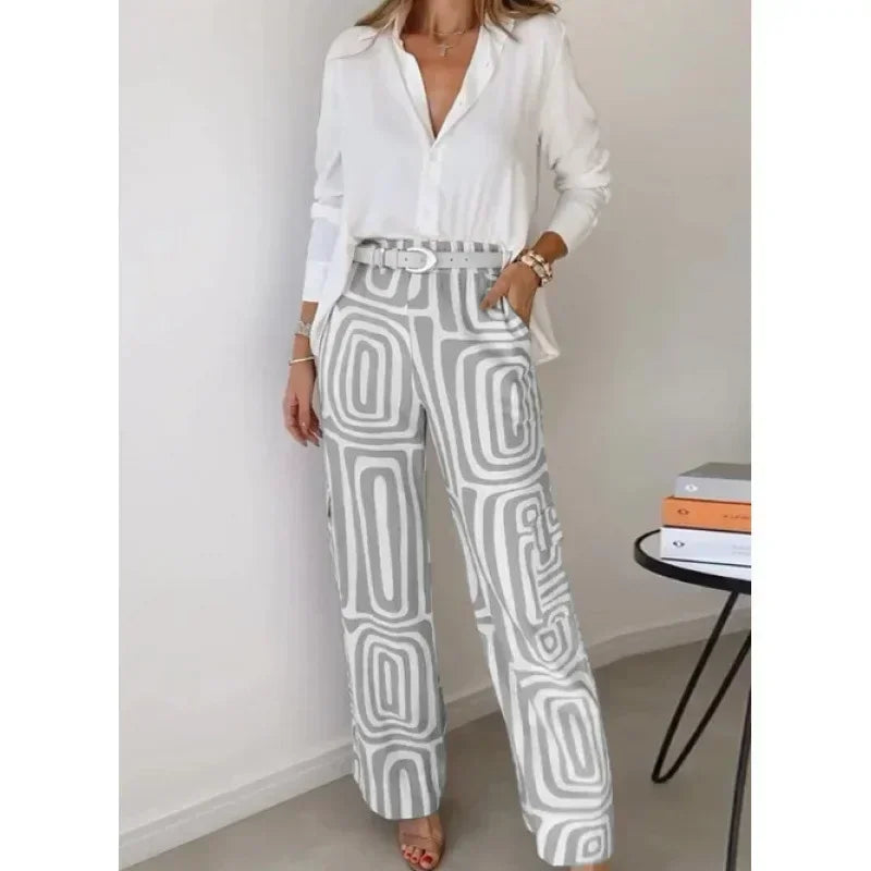 Elegantes Damen-Set: Bluse und weite Hose – leichtes Sommeroutfit