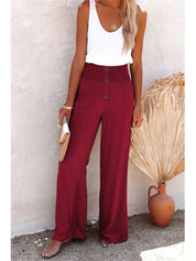 Damen Highwaist-Hose mit weitem Bein und elastischem Bund