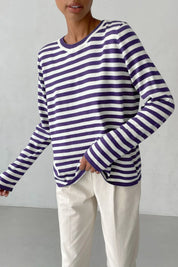Damen Oversize Streifenbluse mit langen Ärmeln