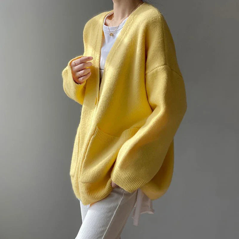 Damen-Oversize-Cardigan mit Taschen