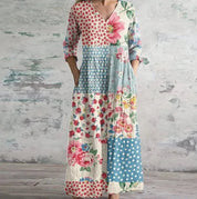 Langes Damen Boho-Kleid mit Blumenprint