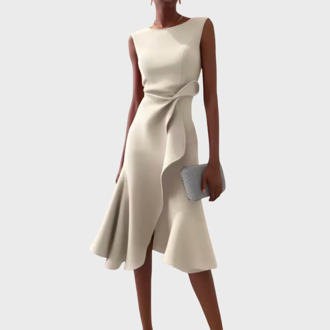 Elegantes Midi-Kleid mit asymmetrischer Drapierung – moderne Klassik