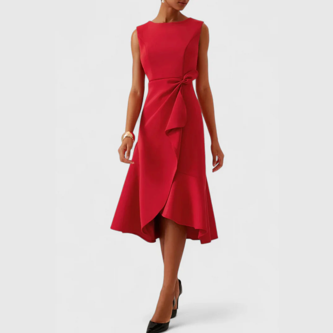 Elegantes Midi-Kleid mit asymmetrischer Drapierung – moderne Klassik