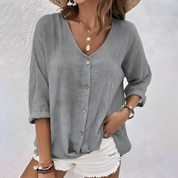 Damen Bluse mit V-Ausschnitt und Knopfleiste