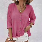 Damen Bluse mit V-Ausschnitt und Knopfleiste