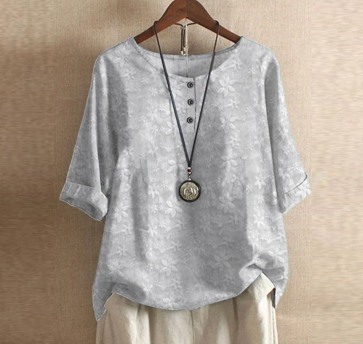 Damen Vintage-Top mit Print – locker und luftig