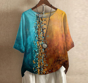 Damen Vintage-Top mit Print – locker und luftig