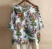 Damen Vintage-Top mit Print – locker und luftig