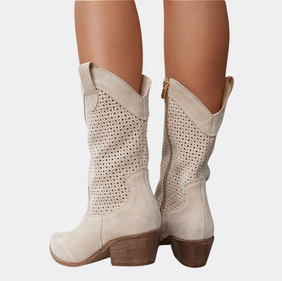 Damen Cowboy-Stiefeletten mit Perforation – stilvoll und komfortabel mit orthopädischem Effekt