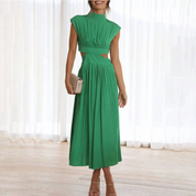 Damen Midi-Kleid mit Bindegürtel und geschlossenem Ausschnitt – elegant und leicht