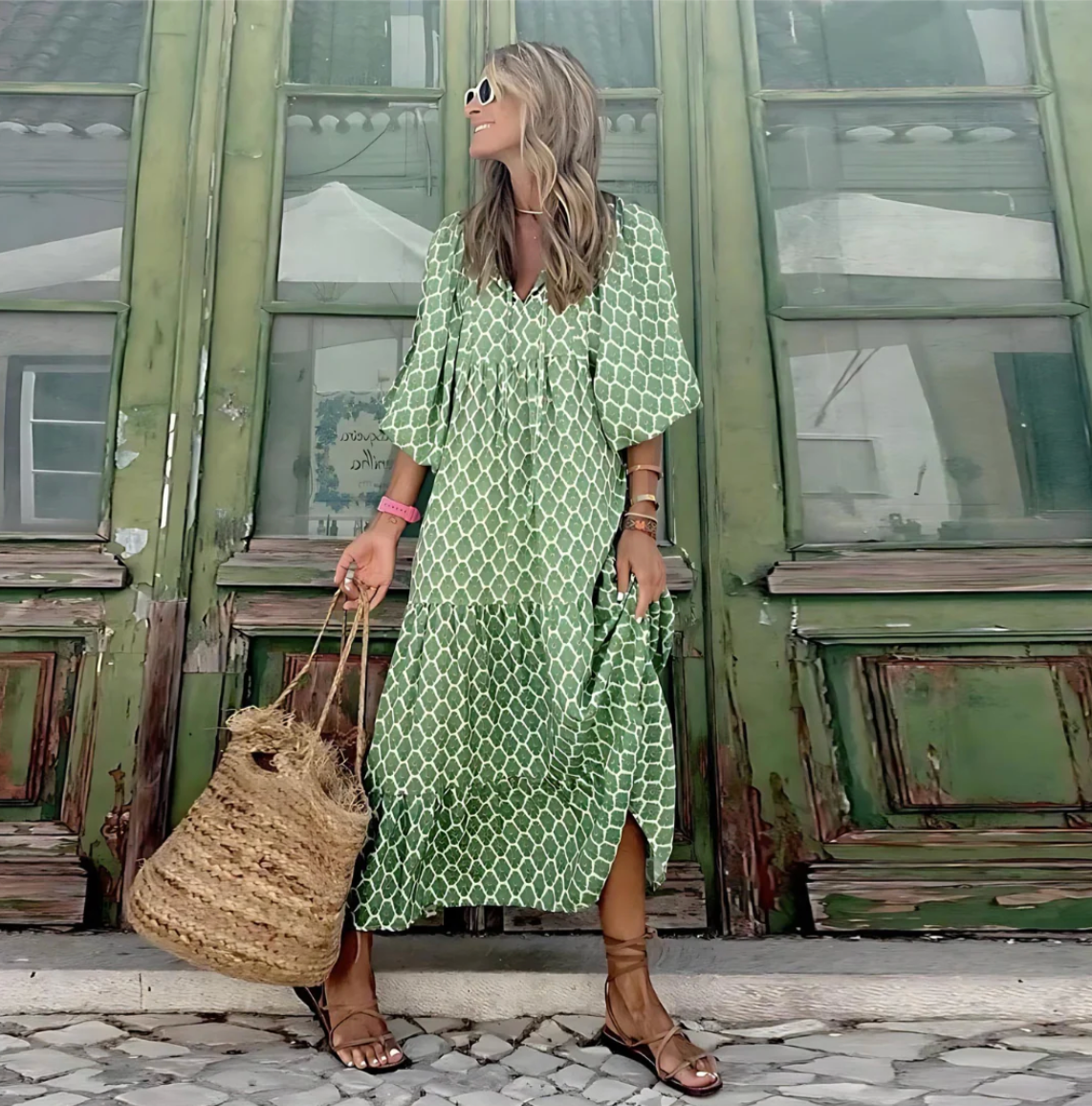 Damen Midi-Kleid mit Print – stilvoll, leicht und vielseitig kombinierbar