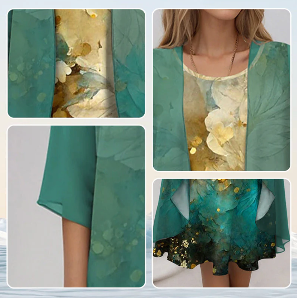 Damen-Set: Kleid mit Überwurf