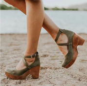 Damen Keilabsatz-Schuhe mit Knöchelriemen