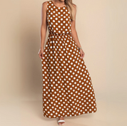 Damen Maxi-Kleid mit Punktemuster – leichtes, ärmelloses Sommerkleid