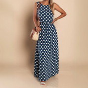 Damen Maxi-Kleid mit Punktemuster – leichtes, ärmelloses Sommerkleid