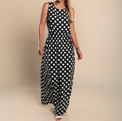 Damen Maxi-Kleid mit Punktemuster – leichtes, ärmelloses Sommerkleid