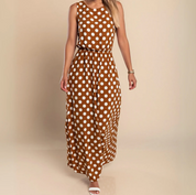 Damen Maxi-Kleid mit Punktemuster – leichtes, ärmelloses Sommerkleid