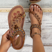 Damen Boho-Sandalen – leichte Sandalen mit flacher Sohle
