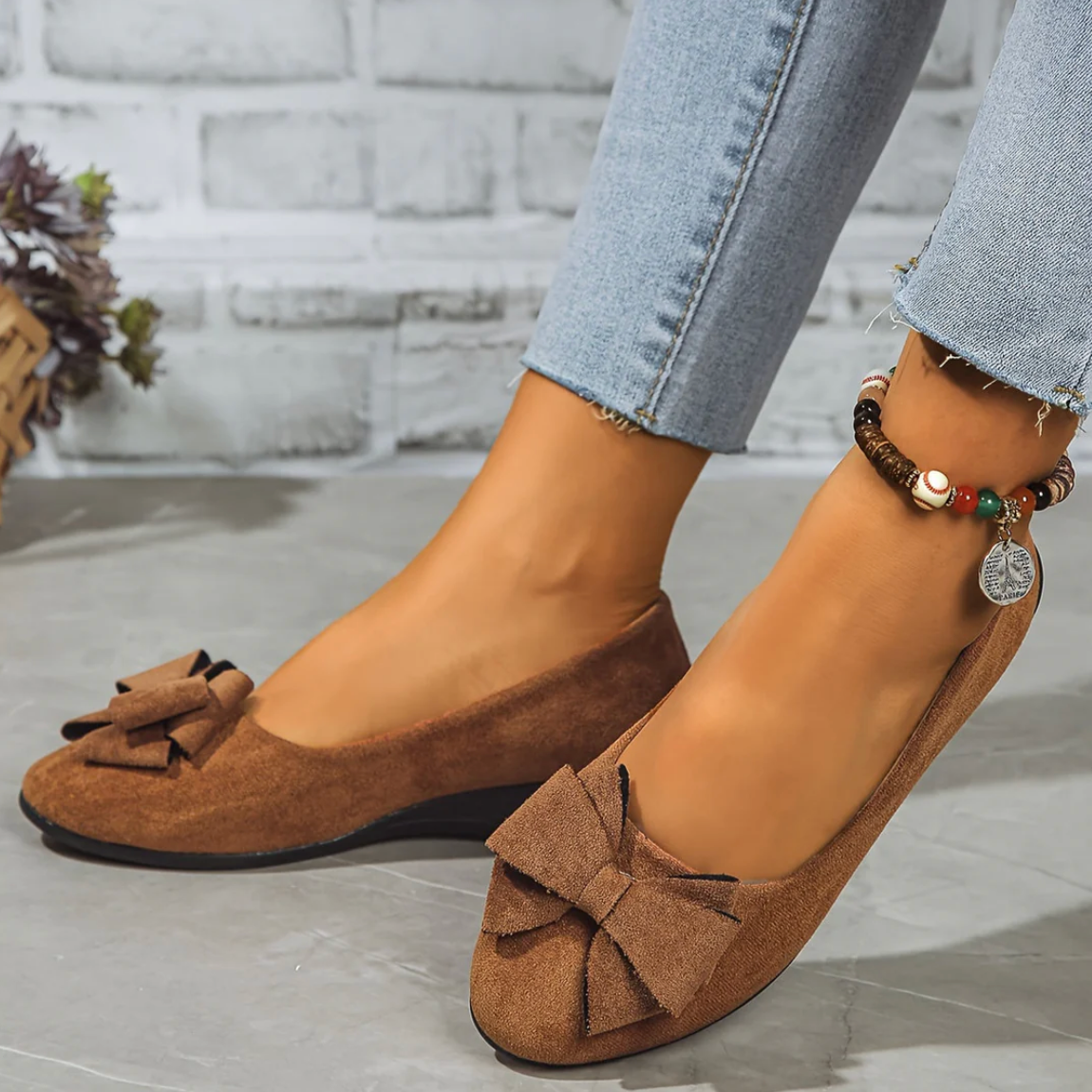 Damen Ballerinas mit Schleife – bequeme elegante Slip-on Schuhe