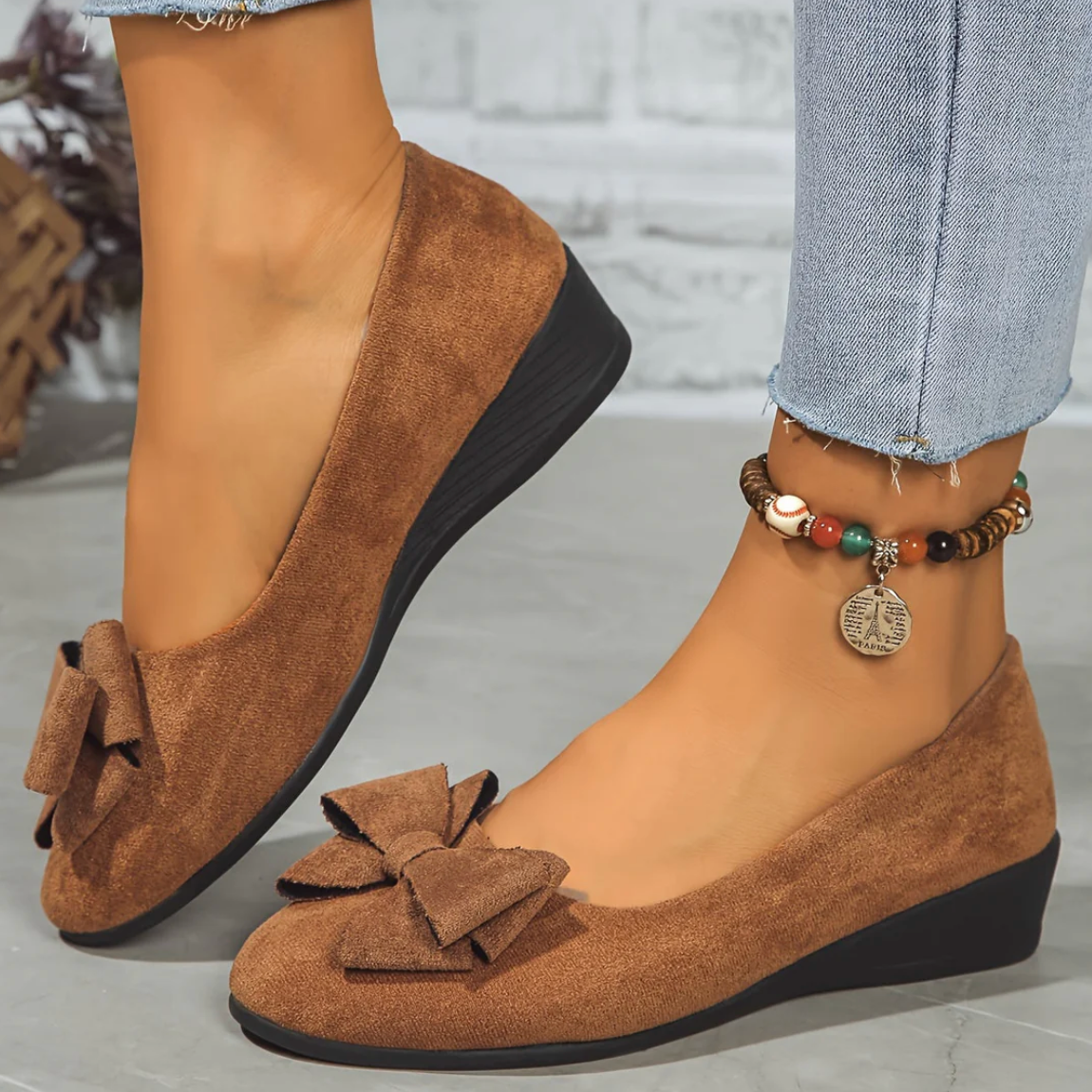 Damen Ballerinas mit Schleife – bequeme elegante Slip-on Schuhe