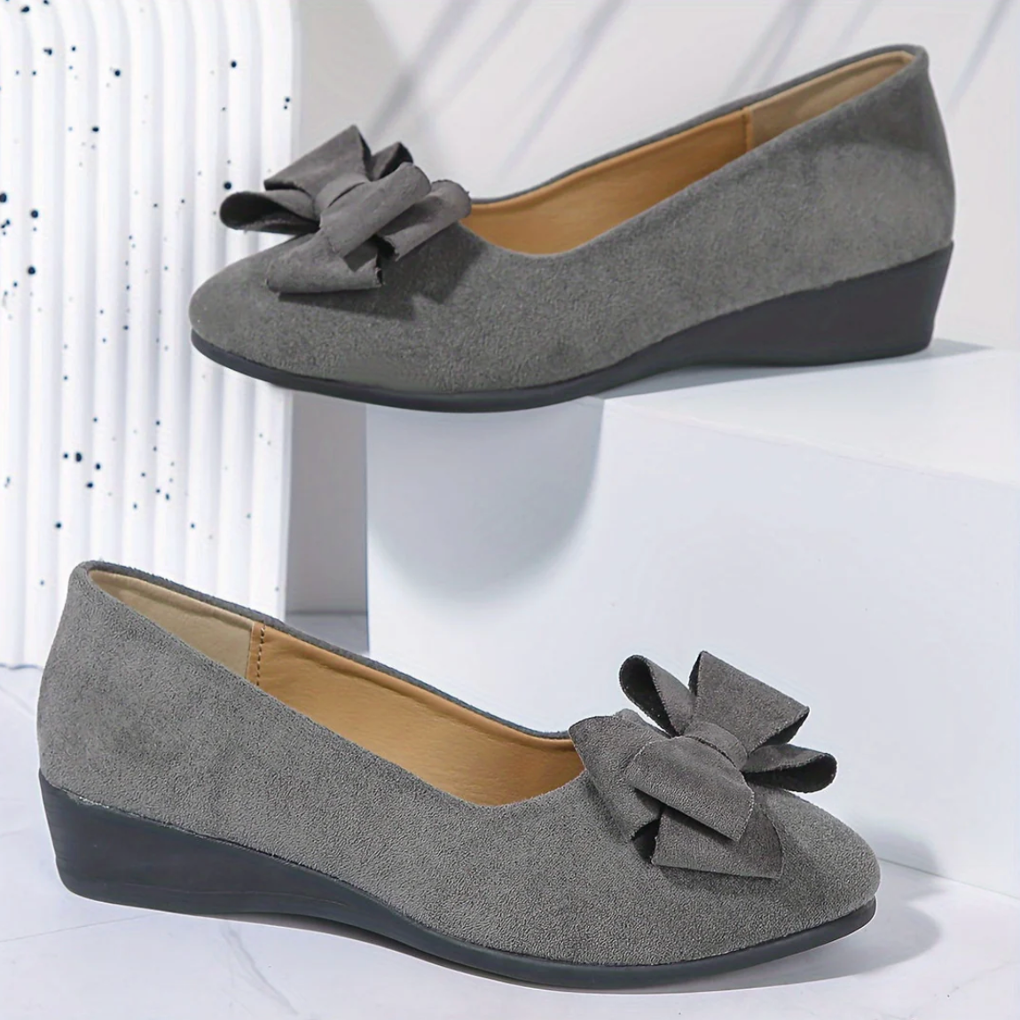 Damen Ballerinas mit Schleife – bequeme elegante Slip-on Schuhe