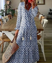 Damen Boho Maxikleid mit Blumenmuster und V-Ausschnitt