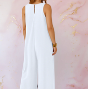Damen Oversize Jumpsuit mit weiten Hosenbeinen – ärmelloser Jumpsuit mit Taschen
