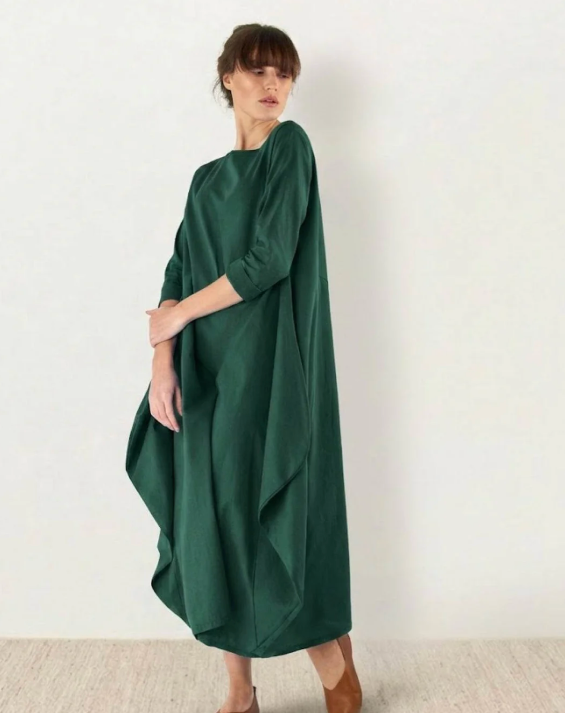 Damen Oversize Maxikleid mit 3/4-Ärmeln und Taschen