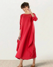 Damen Oversize Maxikleid mit 3/4-Ärmeln und Taschen