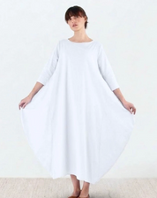 Damen Oversize Maxikleid mit 3/4-Ärmeln und Taschen