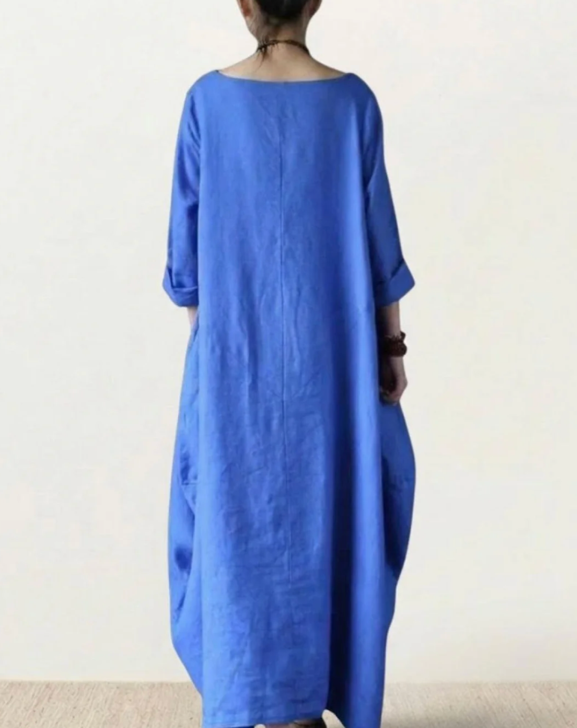 Damen Oversize Maxikleid mit 3/4-Ärmeln und Taschen