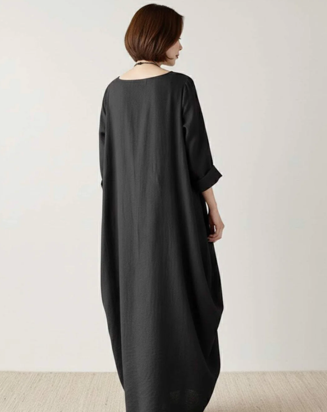 Damen Oversize Maxikleid mit 3/4-Ärmeln und Taschen