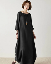 Damen Oversize Maxikleid mit 3/4-Ärmeln und Taschen