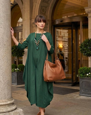 Damen Oversize Maxikleid mit 3/4-Ärmeln und Taschen