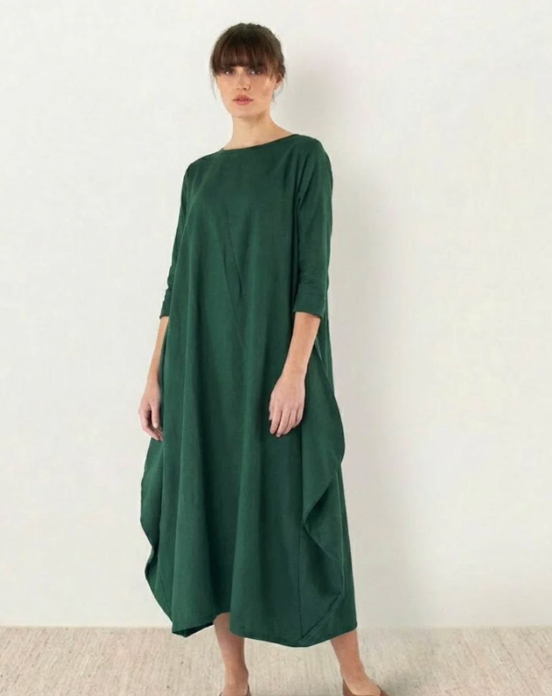 Damen Oversize Maxikleid mit 3/4-Ärmeln und Taschen