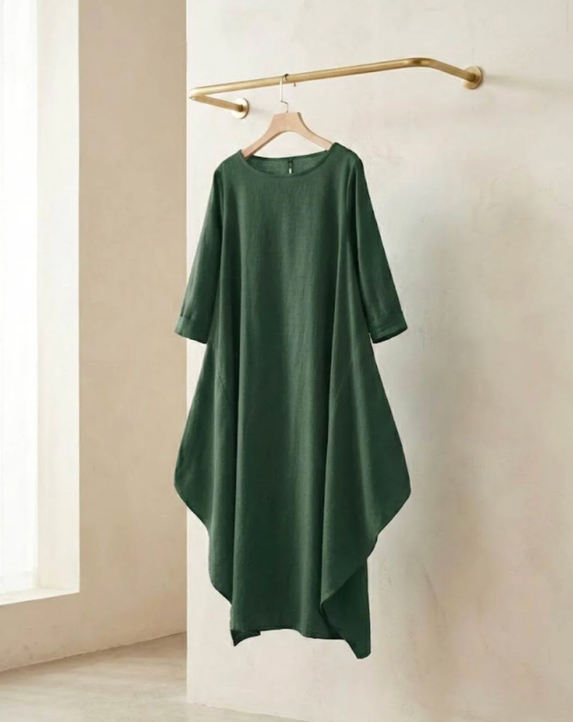 Damen Oversize Maxikleid mit 3/4-Ärmeln und Taschen