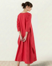 Damen Oversize Maxikleid mit 3/4-Ärmeln und Taschen