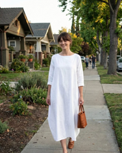 Damen Oversize Maxikleid mit 3/4-Ärmeln und Taschen