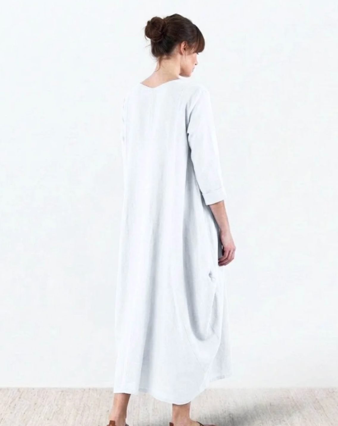 Damen Oversize Maxikleid mit 3/4-Ärmeln und Taschen