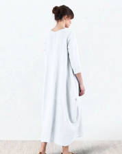 Damen Oversize Maxikleid mit 3/4-Ärmeln und Taschen