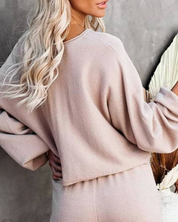 Damen Jogginganzug 2-teilig – Oversize Sweatshirt und Wide-Leg-Hose mit hohem Bund