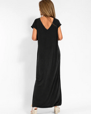 Damen Maxi-Kleid mit V-Ausschnitt und Seitenschlitzen – Oversize Sommerkleid