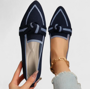 Damen Loafer mit Spitzkappe und Zierknoten – leichte Slipper