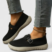 Damen Slip-on Sneaker mit Mesh-Obermaterial und Schnalle