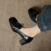 Damen Loafer mit Blockabsatz und Fransen – Elegante Slipper