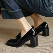 Damen Loafer mit Blockabsatz und Fransen – Elegante Slipper